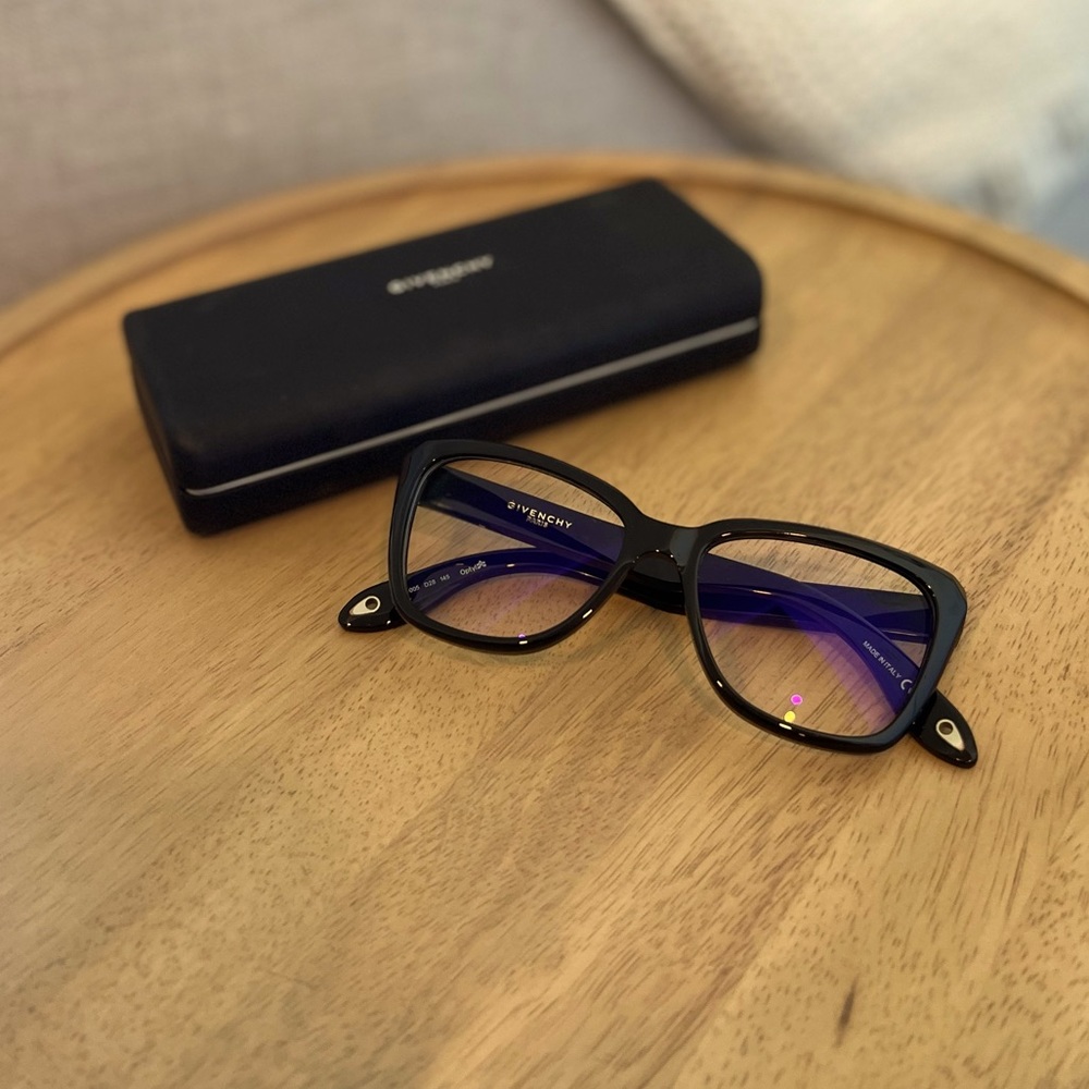 Authentic Givenchy GV 0005 Black & Gold Eyeglass Frames w/ Case & Cloth